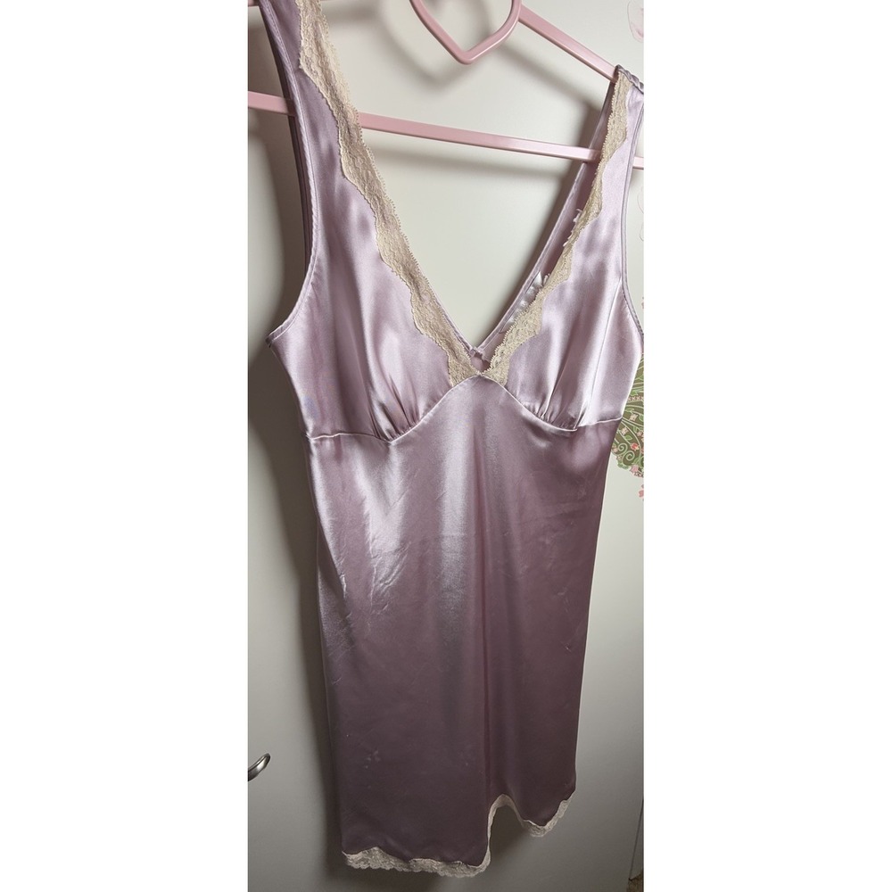 Victoria's Secret Satin Lace Slip Dress Lavender Purple Women's L